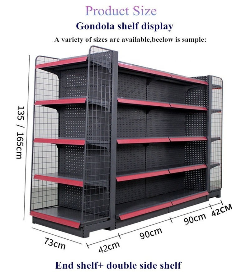 steel supermarket double sided grey shelves display commercial used super shelves for sale