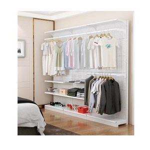 Factory White Hanging Clothes Display Stand Floor Clothing Rack for Bedroom