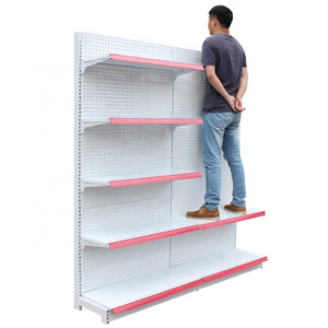 Low MOQ Custom Heavy Duty Iron Metal  Retail Shelf Display Supermarket Gondola Shelving Rack  shelves for retail store  price