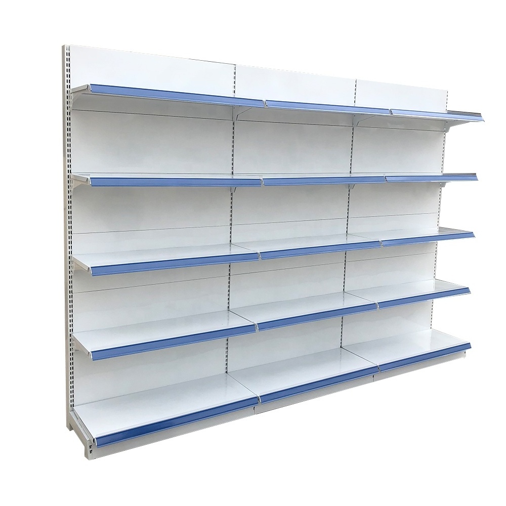 new design supermarket shelf with great price perfect used double side gondola steel from China hypermarket shelving system