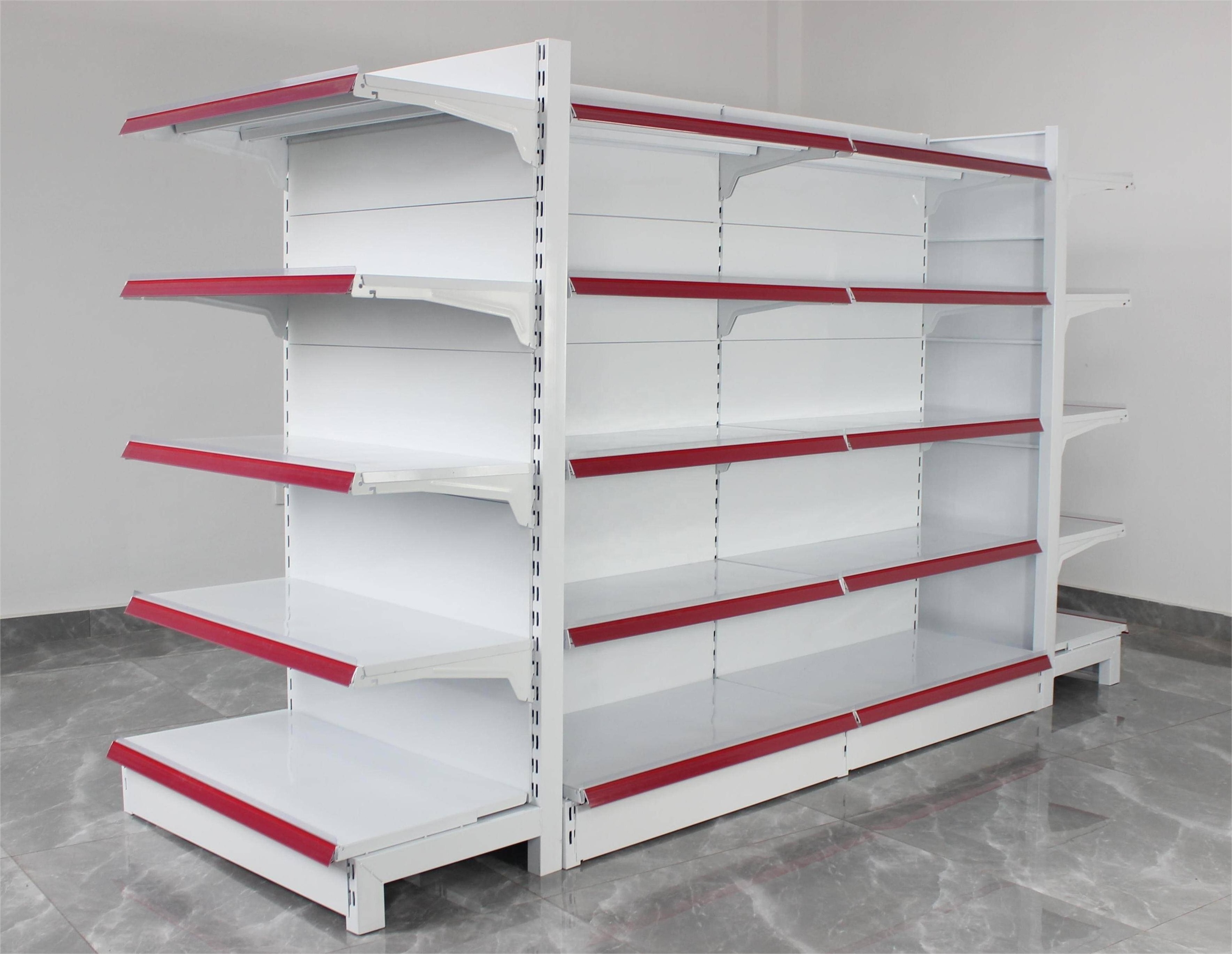 Low MOQ Custom Heavy Duty Iron Metal  Retail Shelf Display Supermarket Gondola Shelving Rack  shelves for retail store  price