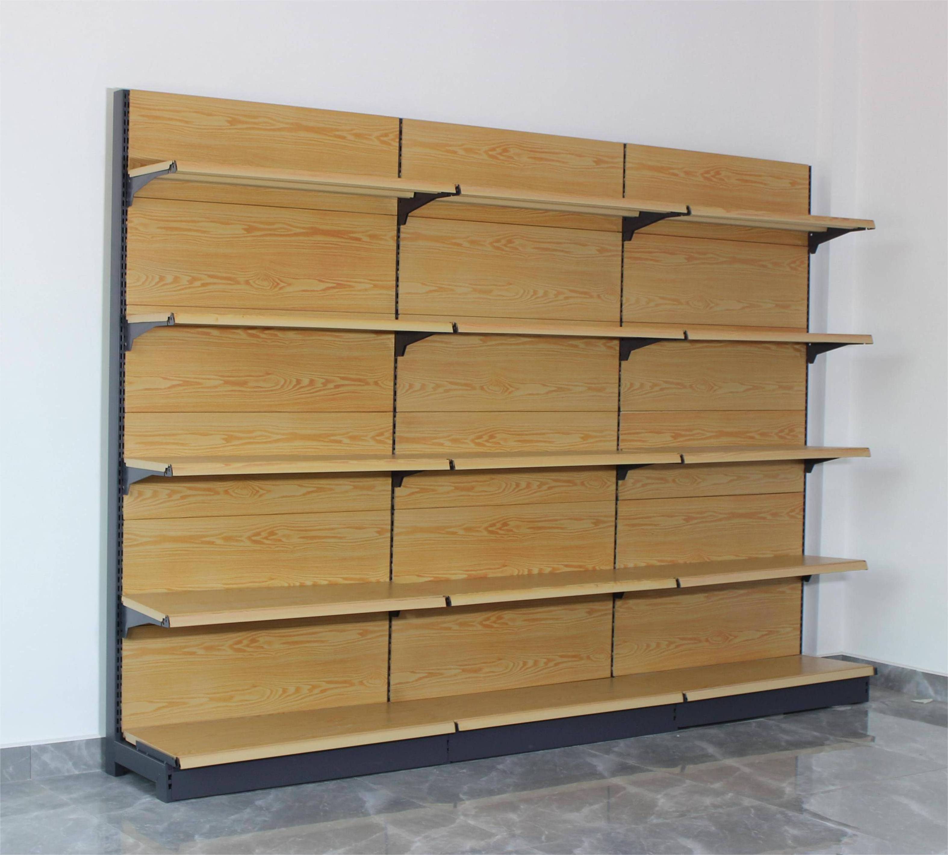 Wood grain Style Good looking Customized Gondola Shelving Rack used in Supermarket