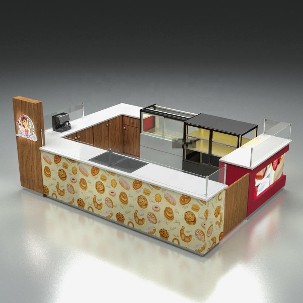 High Quality Design Food Kiosk Ideas Display Racks Bakery Hot Selling Bakery Display Kiosk