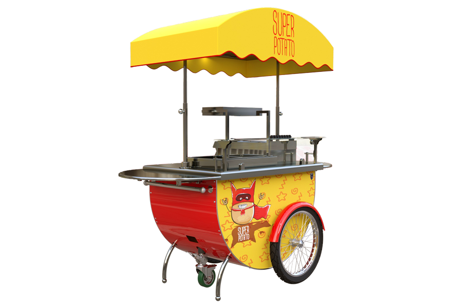 French fries street food cart outdoor fast food booth design