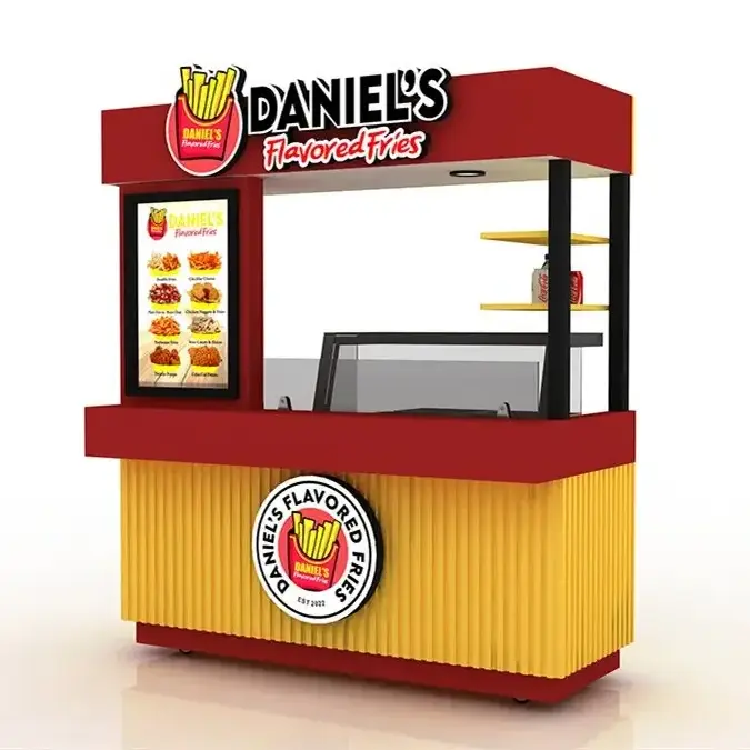 French fries street food cart outdoor fast food booth design