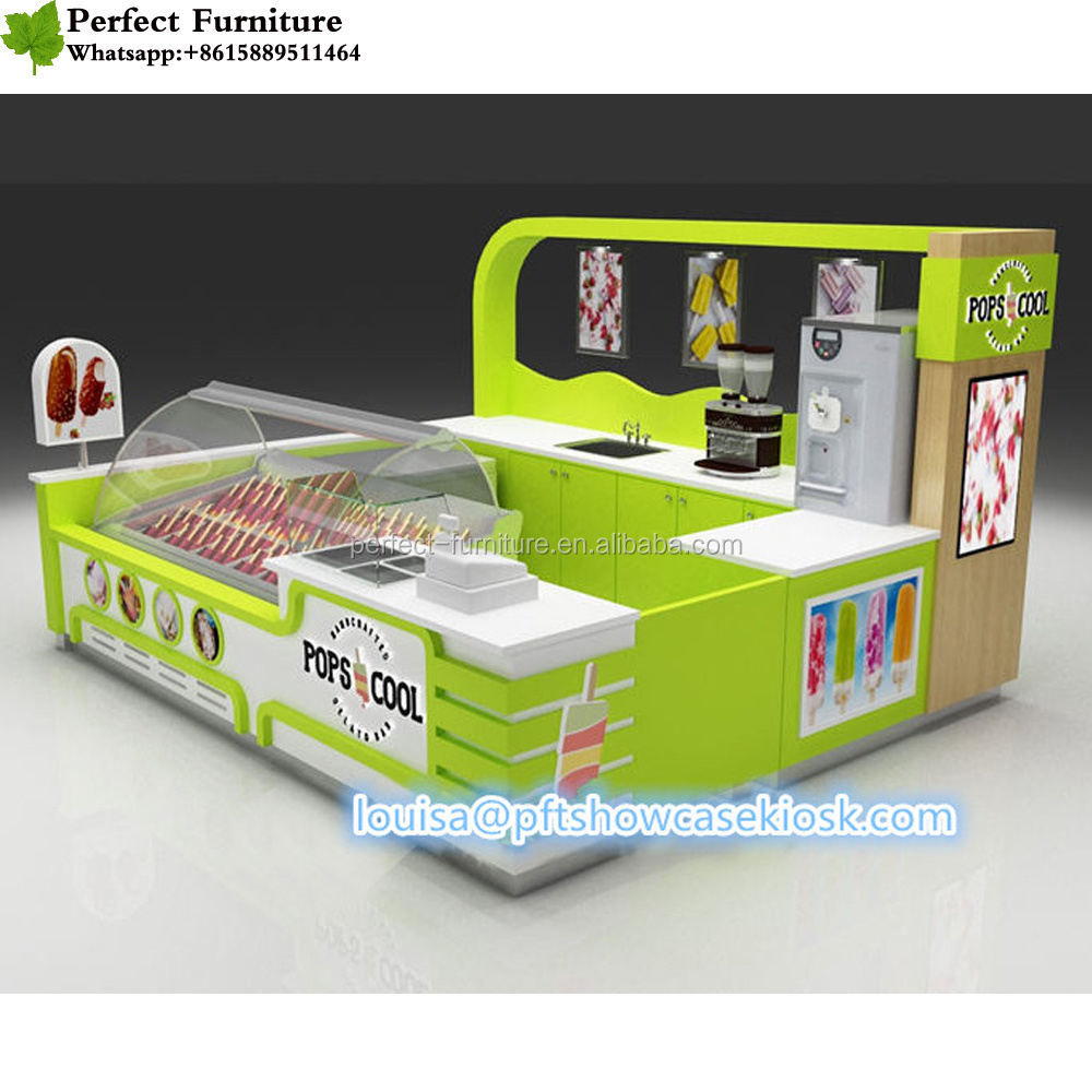 New food kiosk concepts bubble tea counter snack juice led booth bar counter for sale