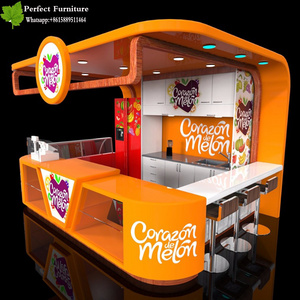 Perfect Customize Shopping Mall Kiosk Drink Station Juice Bar Bubble Tea Counter