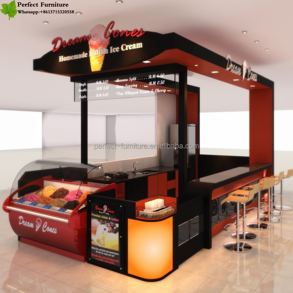 factory custom ice cream cabinet glass showcase coffee shop furniture for dessert shop