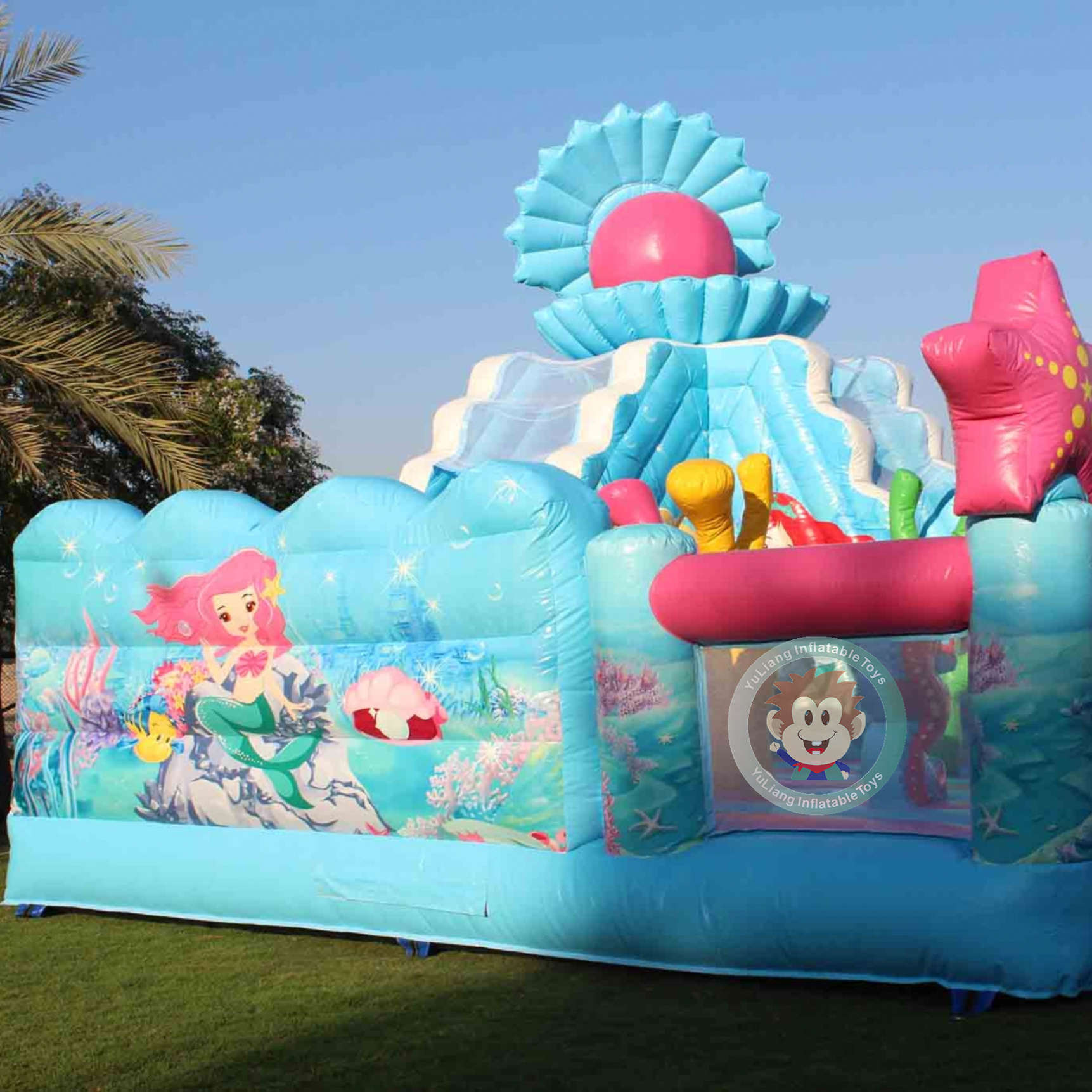 Inflatable Mermaid Bounce House Inflatables Bouncer Combo sonic Bounce House With Slide