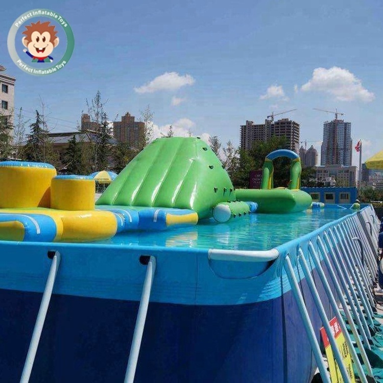 large outdoor plastic inflatable above ground steel frame swimming pool for adults and kids water park metal swim pool for sale