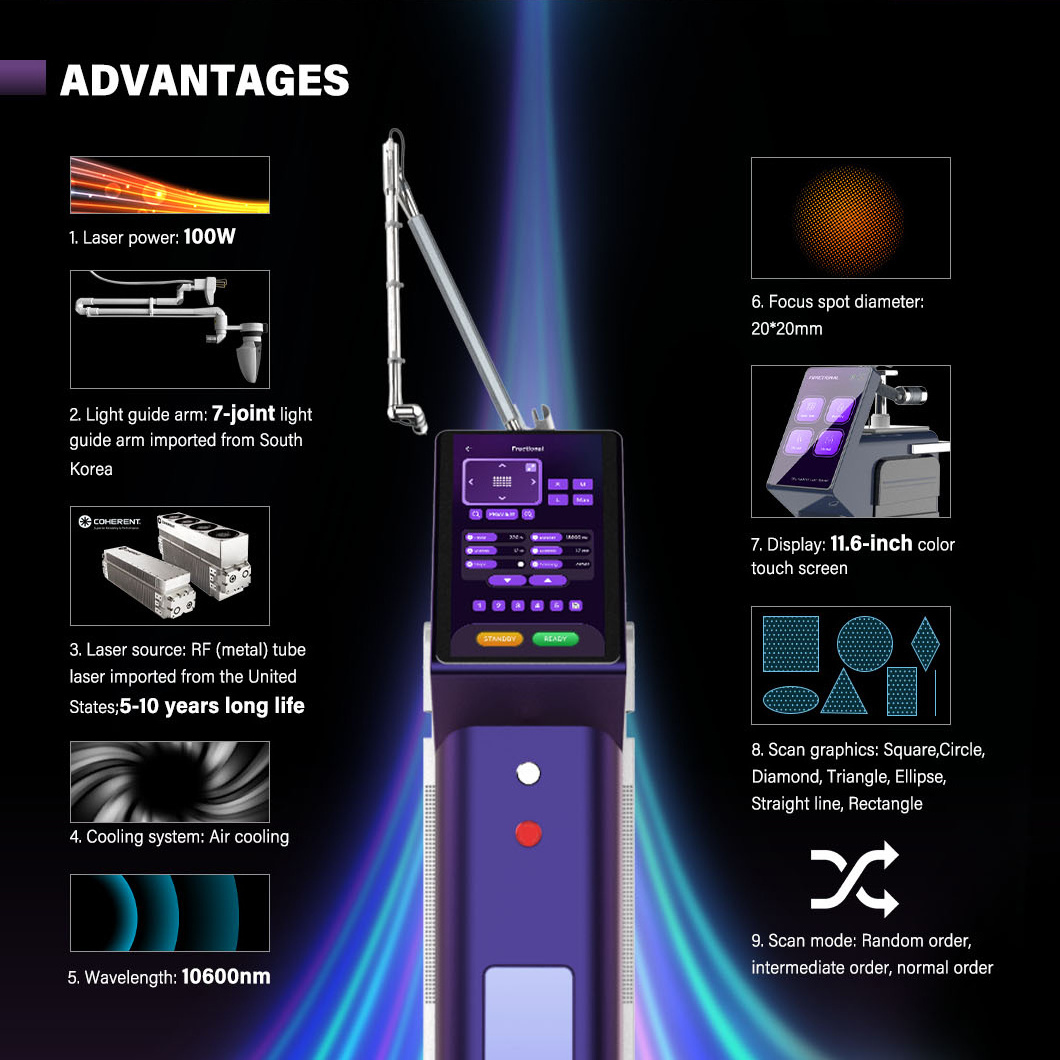 Fractional CO2 Laser CO2 Fraccionado CO2 Fractional Laser Machine Erbium Laser Dermatology Equipment