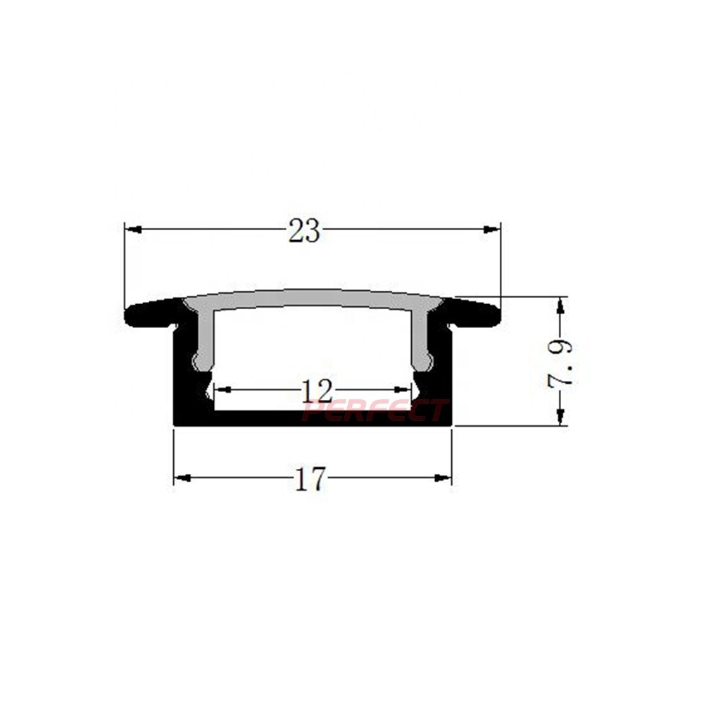 Popular 23*8mm  1/2/3m With PC Cover Recessed LED Strip Light Channels Diffuser Aluminum Extrusion LED Profile Wall