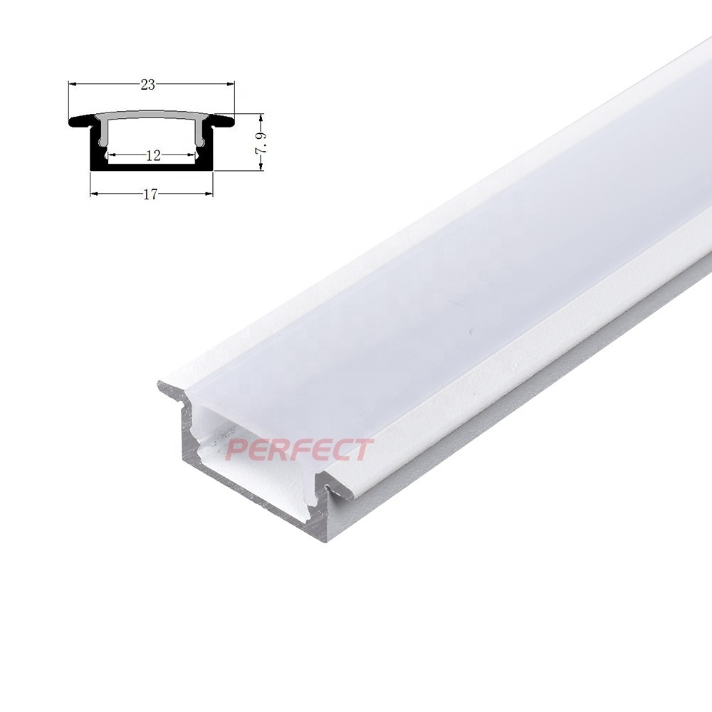 Popular 23*8mm  1/2/3m With PC Cover Recessed LED Strip Light Channels Diffuser Aluminum Extrusion LED Profile Wall