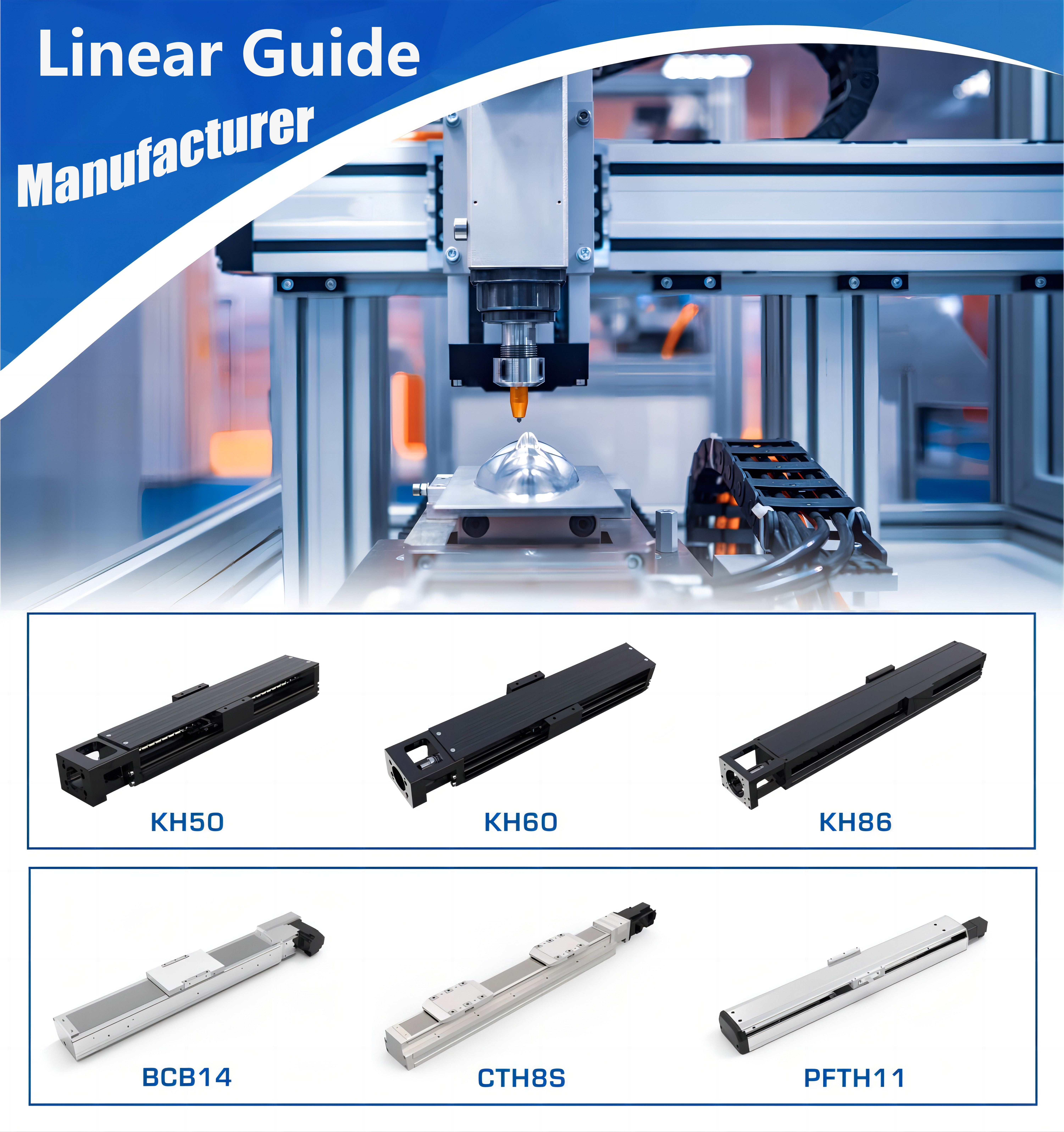 BCH17 750W 50-1250mm Precision Automation heavy duty Efficient retailer Aluminum Request  quotation linear guide rail