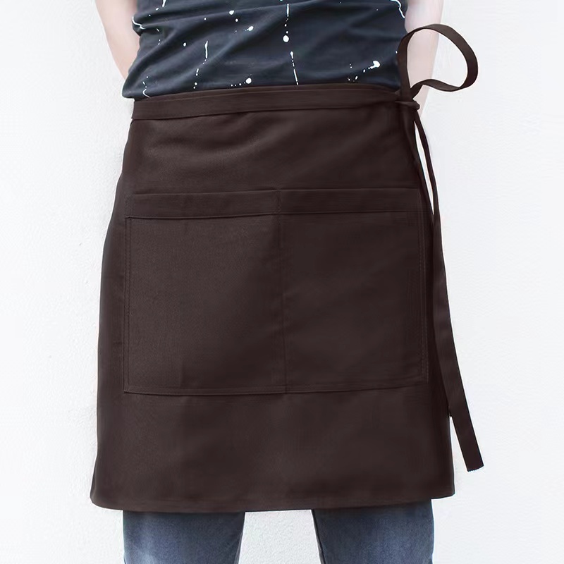 Red Black Coffee  With Logo Customized Half Short Restaurant Coffee Short Apron For Restaurant Server