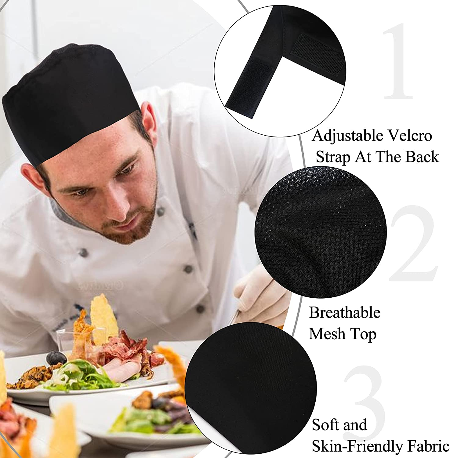 Uniform Cloth Breathable Top With Mesh Adjustable BBQ Grill Cook Work Chef Hat Restaurant Chef Hat Uniform