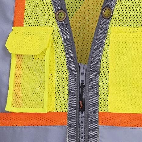 Custom logo available high visibility construction election bicycle orange red green fabric reflective tape safety jacket vest