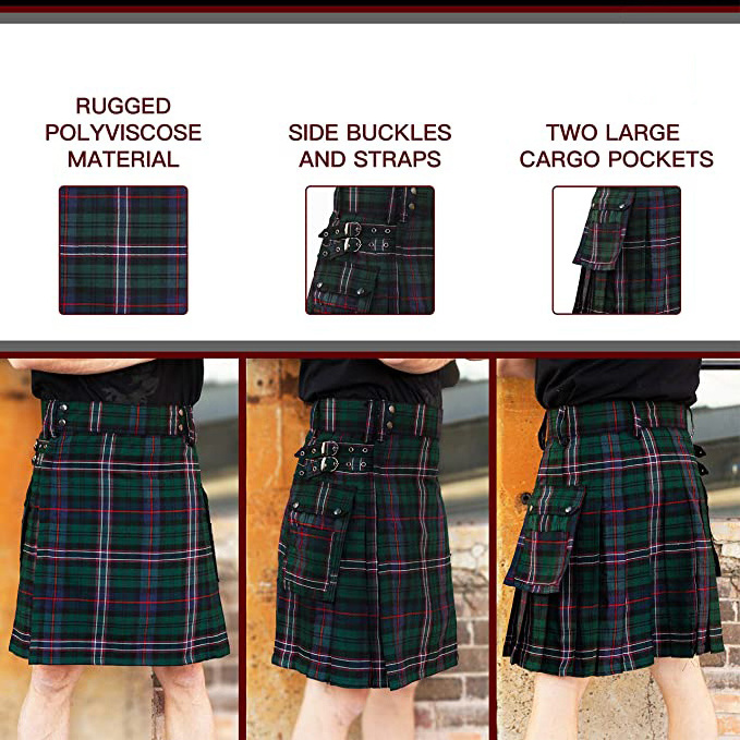 Custom Logo High Quality Black Watch Tartan Kilt For Sale Scottish Bagpiper Kilt