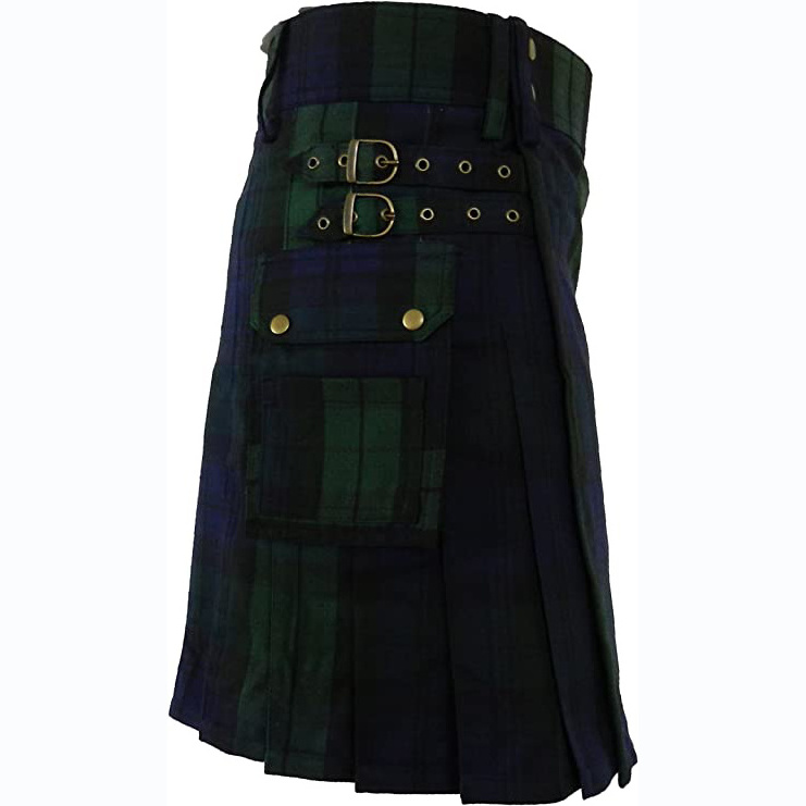 Custom Logo High Quality Black Watch Tartan Kilt For Sale Scottish Bagpiper Kilt