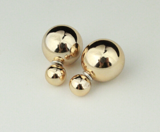 Double-sided ball earrings gold / silver / hematite metallic post earring earings jewelry women