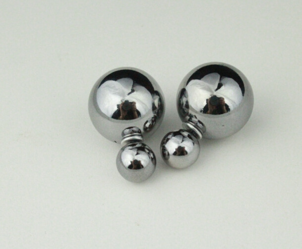 Double-sided ball earrings gold / silver / hematite metallic post earring earings jewelry women