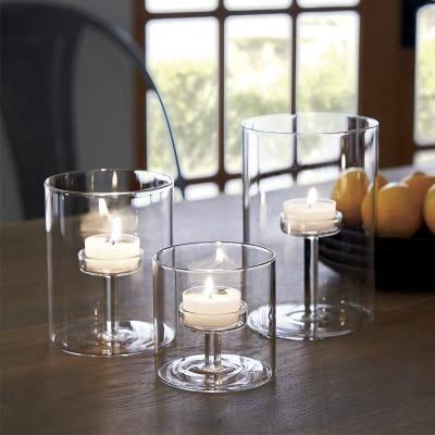 Luxury Wholesale Transparent Amber Glass Candle Holder Jar with Lids Candle Making