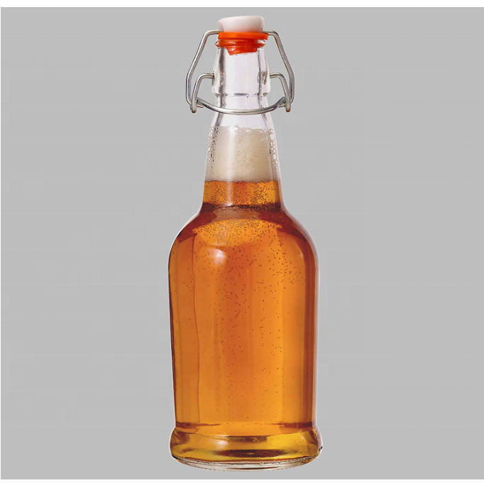 Glass Beer Bottles, Kombucha Bottle Glass with Swing Top Cap 16 oz For Home Brewing