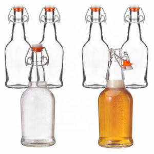 Glass Beer Bottles, Kombucha Bottle Glass with Swing Top Cap 16 oz For Home Brewing