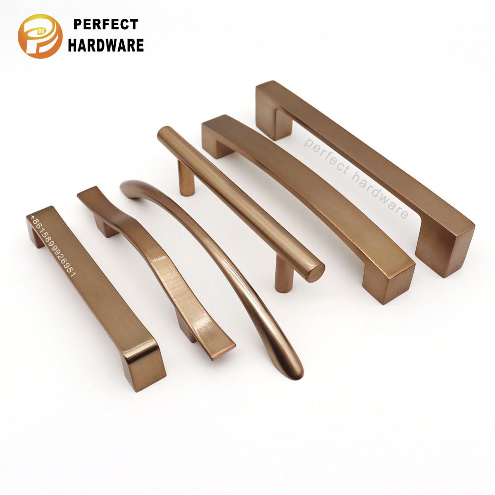 New color gold-brush  Zinc alloy  Kitchen Furniture Cabinet Handle push Long Profile closet handles