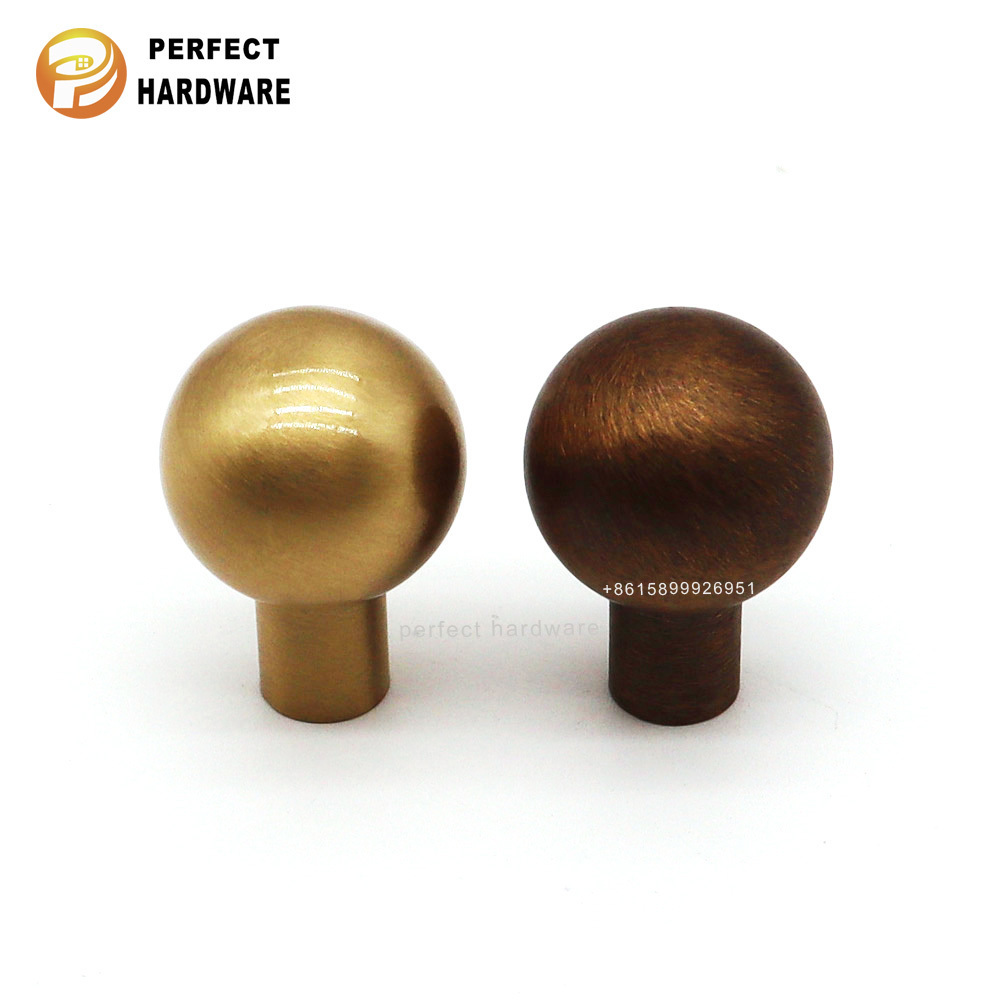 High Quality furniture Single Hole round knobs Kitchen Modern Gold Drawer  Copper Handles Door Cabinet  Brass Knobs