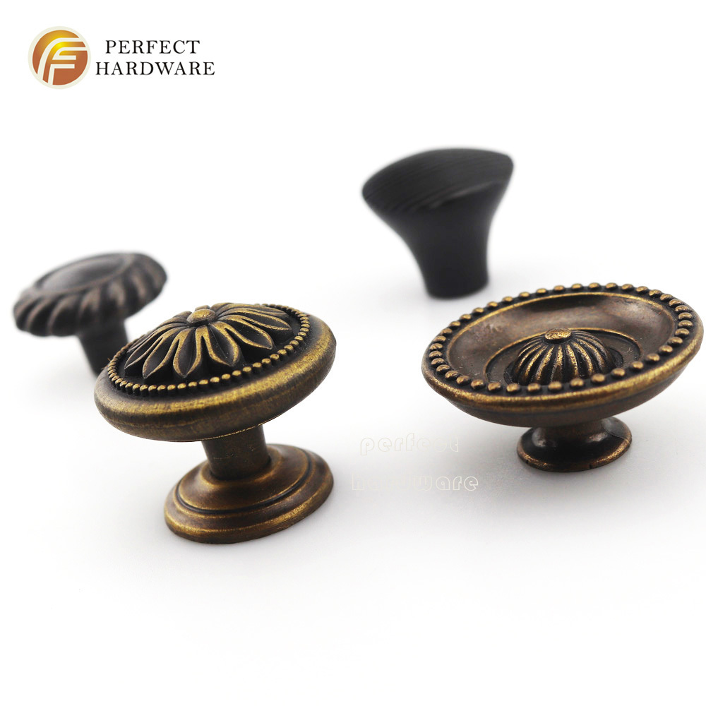 Furniture  Antique-Bronze Round  Button Cabinet kitchen Door Drawer zinc alloy handles and knobs