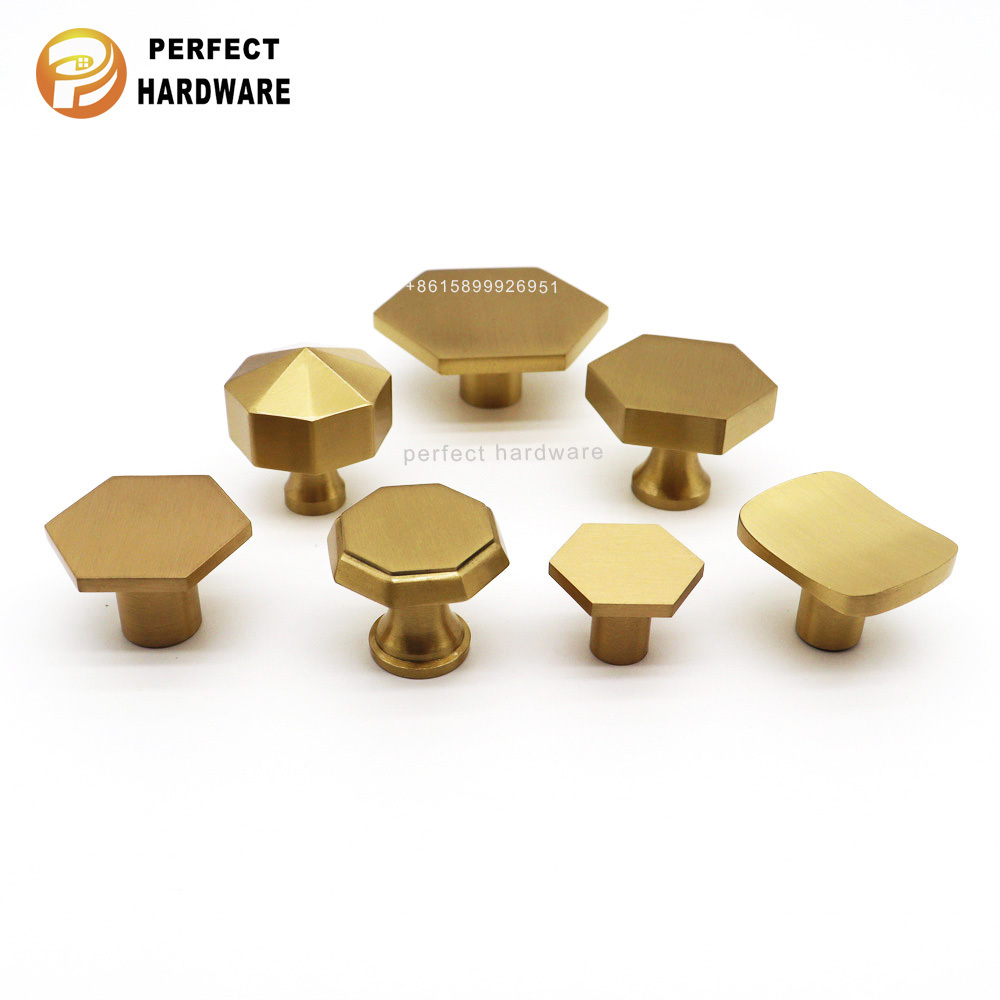 Furniture Hardware Brass Hexagon Knobs Cabinet Door Handle Dresser Knobs Drawer Pulls handle