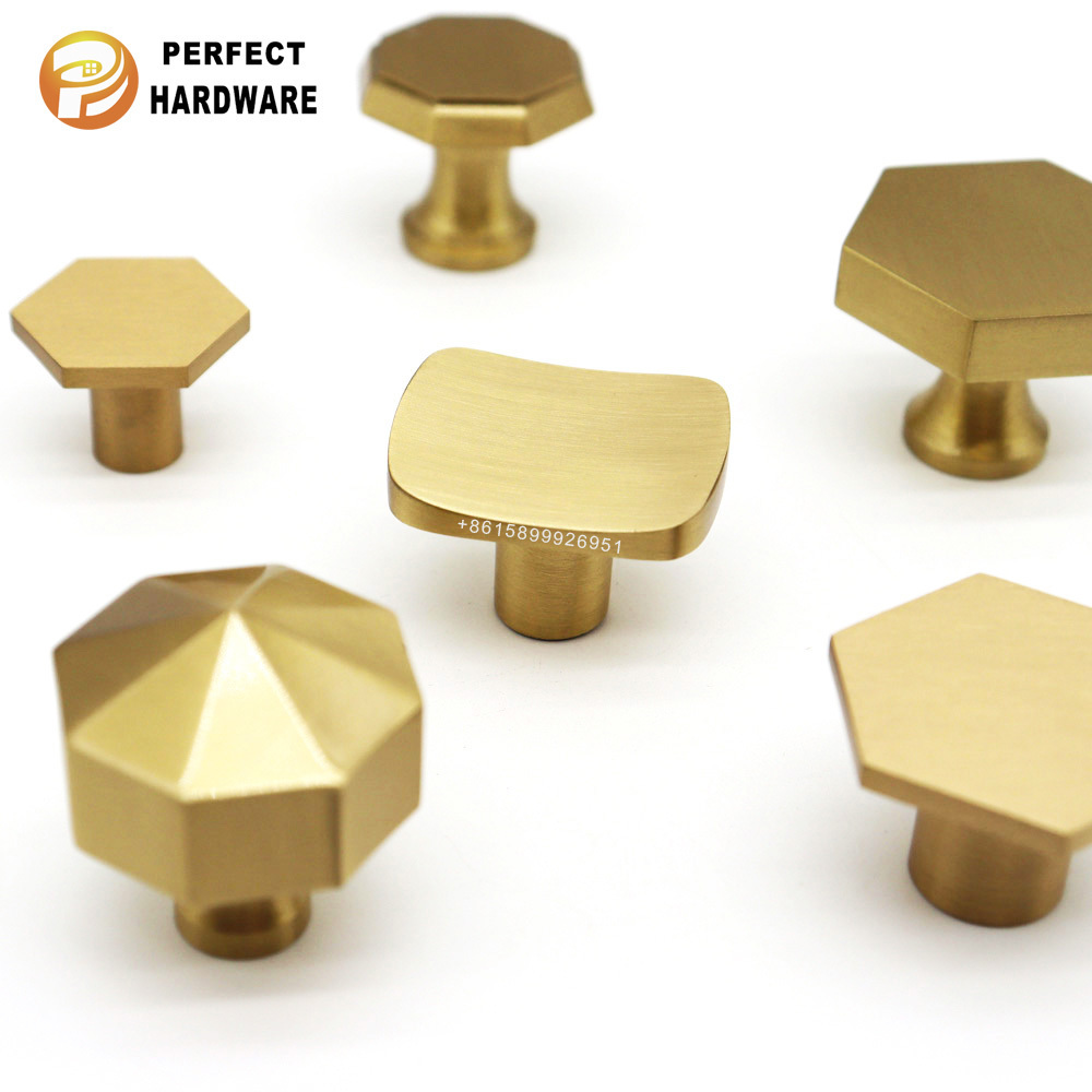 Furniture Hardware Brass Hexagon Knobs Cabinet Door Handle Dresser Knobs Drawer Pulls handle