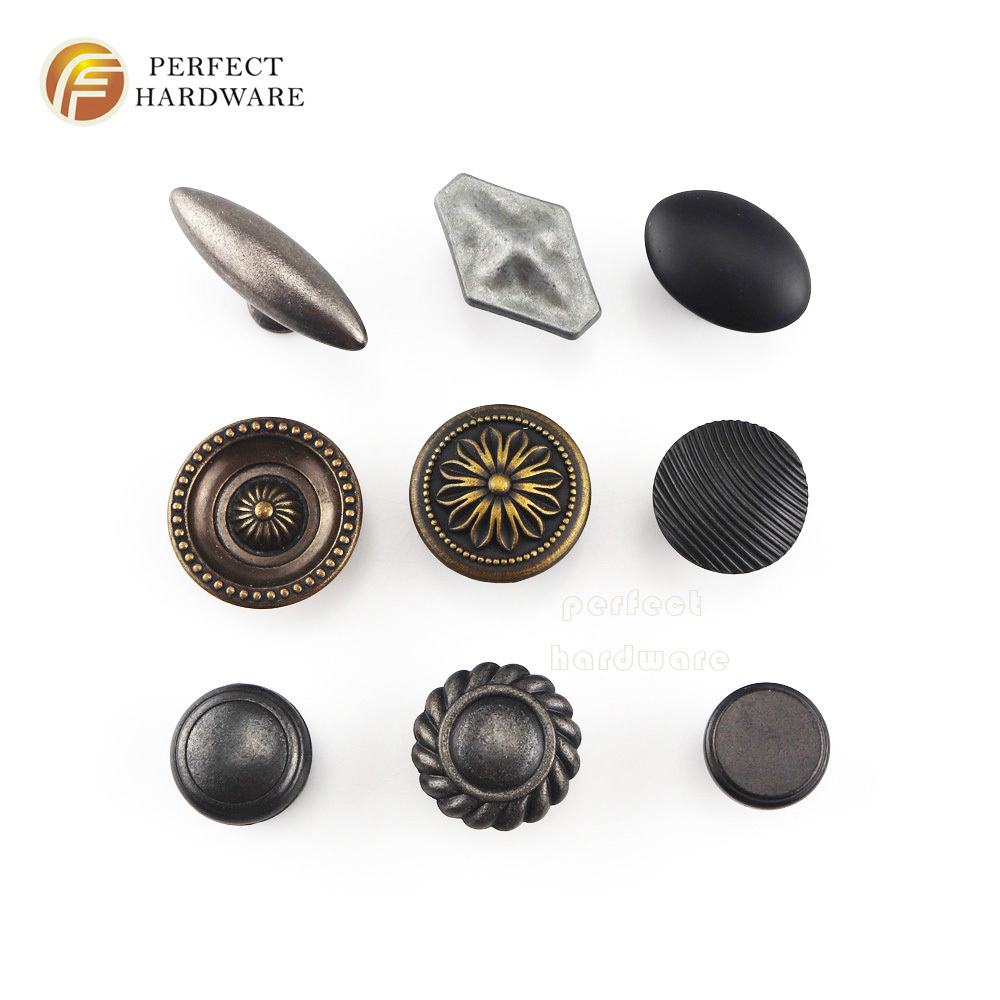 Furniture  Antique-Bronze Round  Button Cabinet kitchen Door Drawer zinc alloy handles and knobs