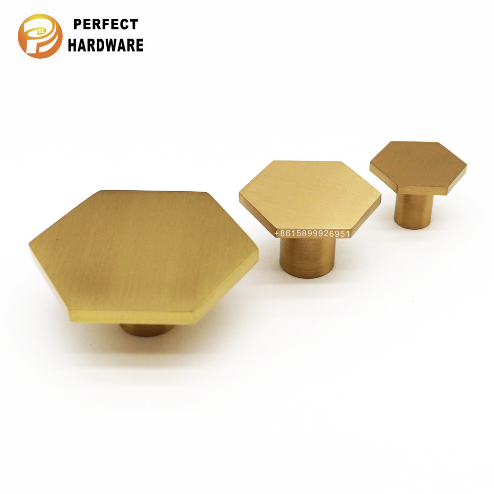 Furniture Hardware Brass Hexagon Knobs Cabinet Door Handle Dresser Knobs Drawer Pulls handle