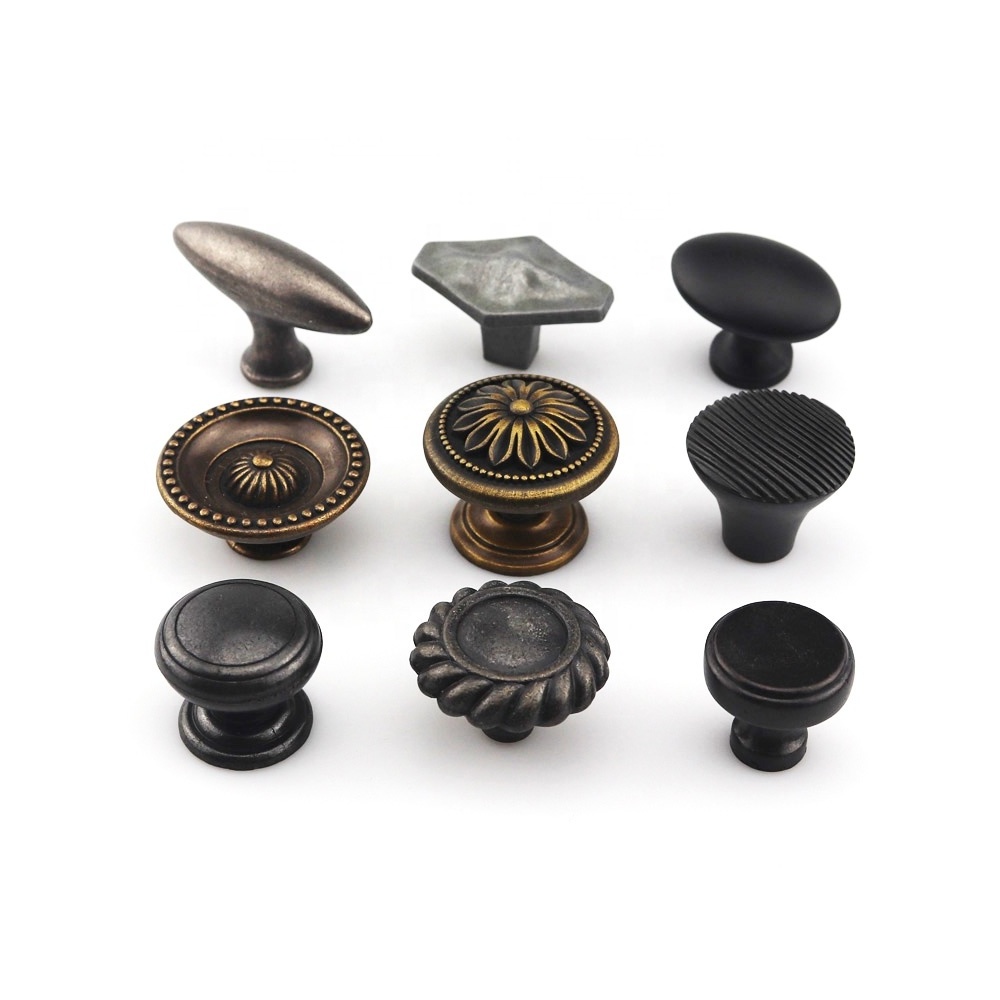 Furniture  Antique-Bronze Round  Button Cabinet kitchen Door Drawer zinc alloy handles and knobs