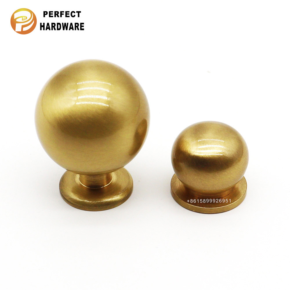 High Quality furniture Single Hole round knobs Kitchen Modern Gold Drawer  Copper Handles Door Cabinet  Brass Knobs