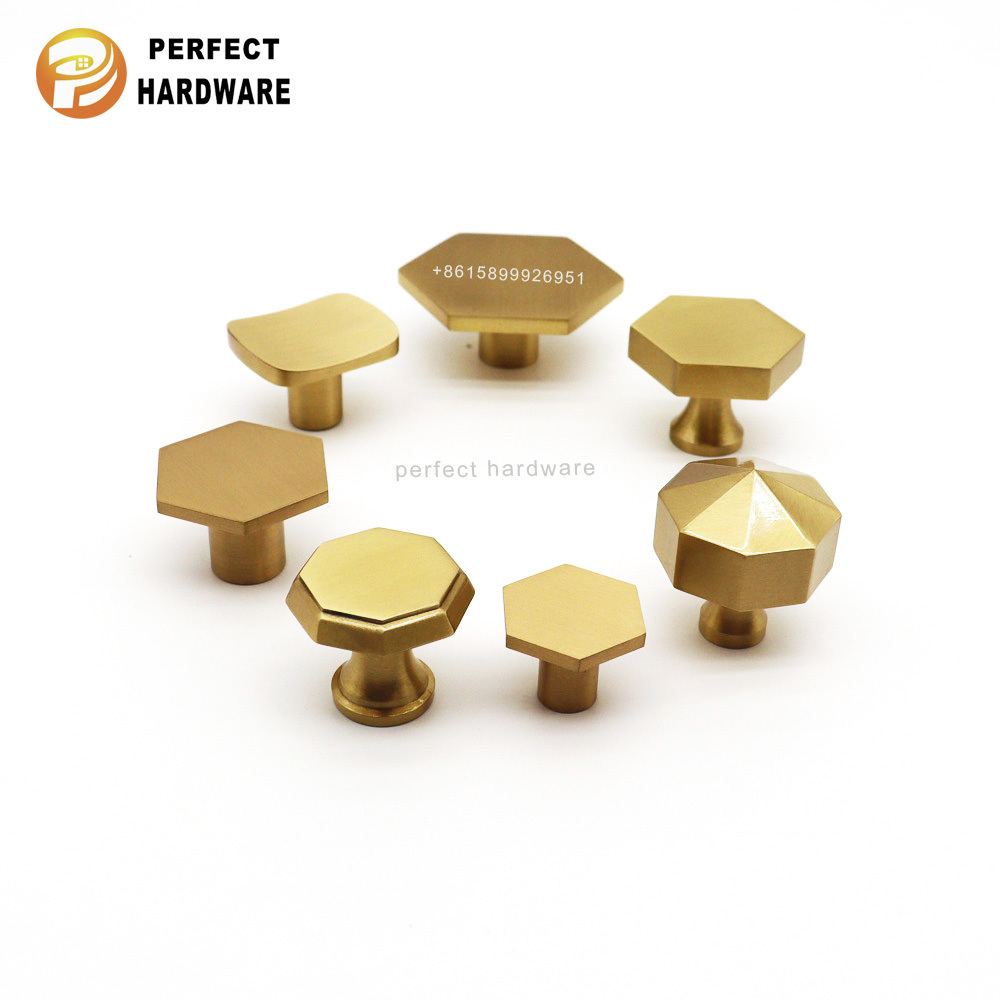 Furniture Hardware Brass Hexagon Knobs Cabinet Door Handle Dresser Knobs Drawer Pulls handle