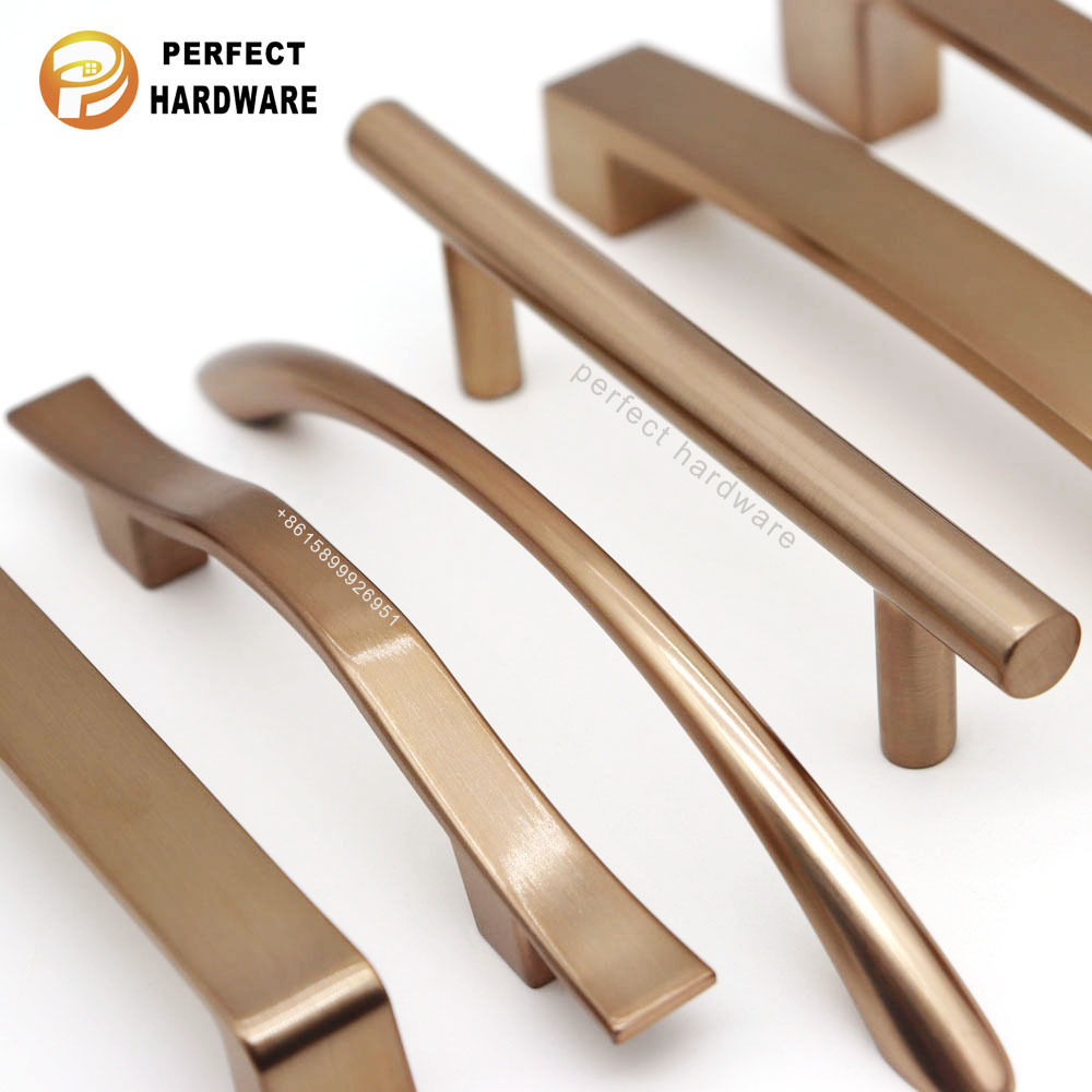 New color gold-brush  Zinc alloy  Kitchen Furniture Cabinet Handle push Long Profile closet handles