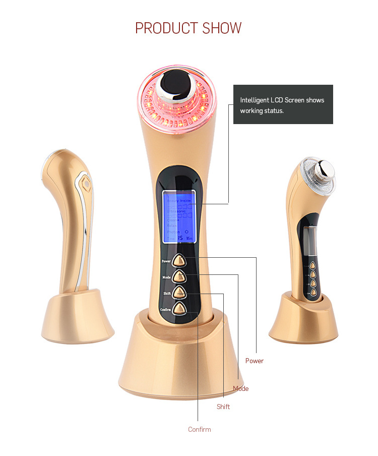 Beperfect BP-015 3 MHZ ultrasonic Galvanic Led light bio vibration facial beauty machine to increase cellular turnover