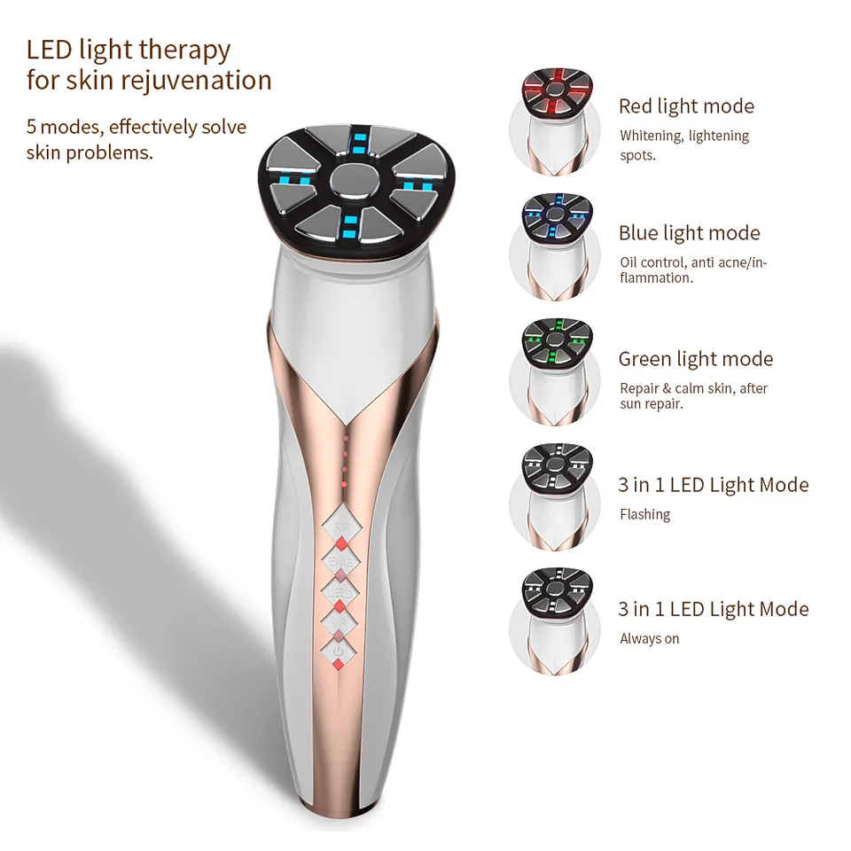 Perfect 4 in 1 Skin Rejuvenation Vibration Facial EMS and RF Anti Aging Device with LED Light Therapy