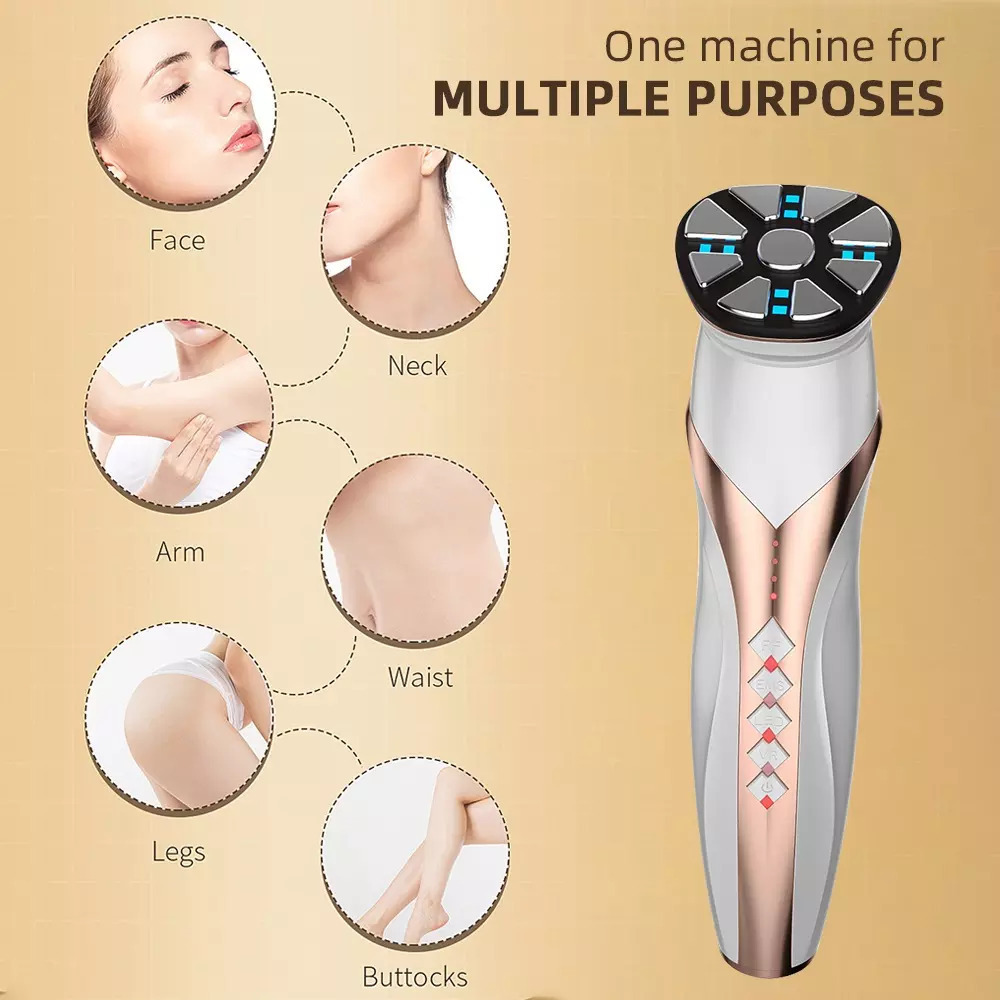 Perfect 4 in 1 Skin Rejuvenation Vibration Facial EMS and RF Anti Aging Device with LED Light Therapy