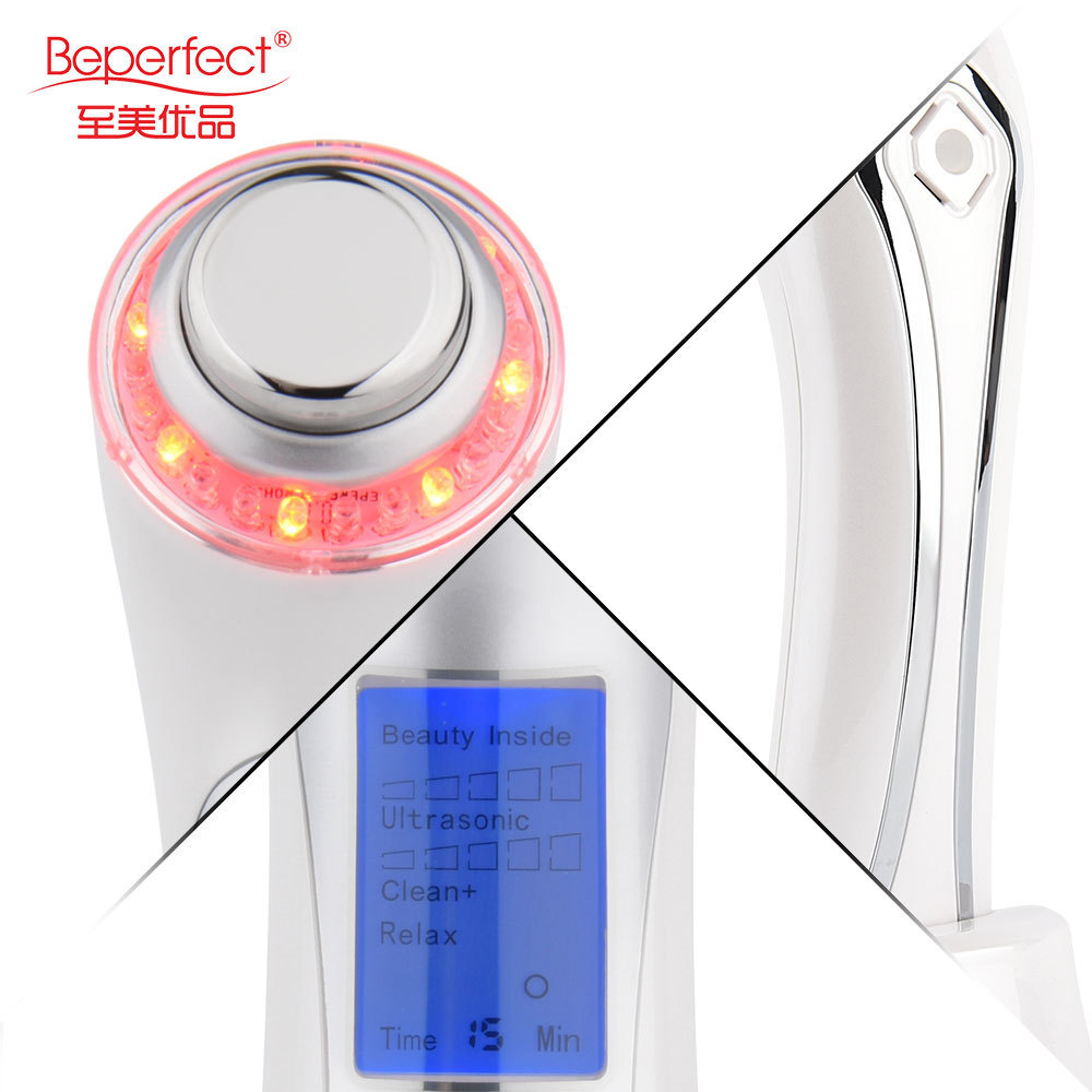 Beperfect BP-015 3 MHZ ultrasonic Galvanic Led light bio vibration facial beauty machine to increase cellular turnover