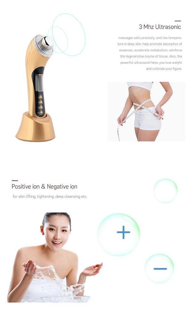 Beperfect BP-015 3 MHZ ultrasonic Galvanic Led light bio vibration facial beauty machine to increase cellular turnover