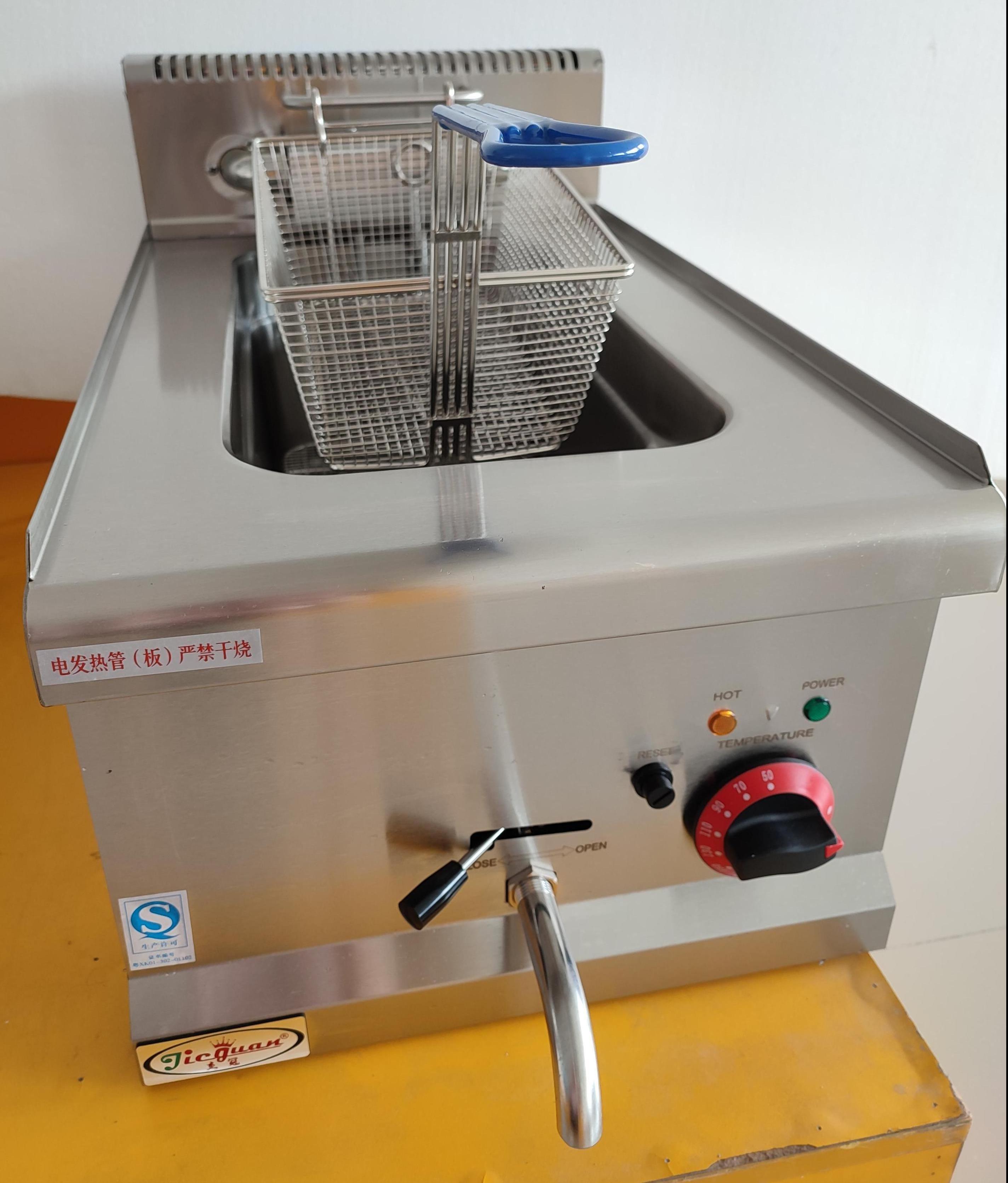 Commercial Counter Top Electric Single Tank And Single Basket Deep Fryer With Temperature Limit