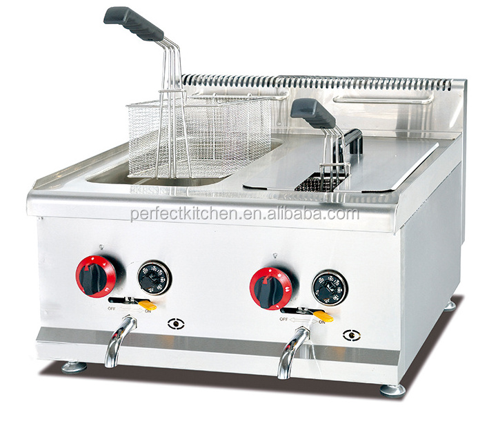 Industrial Stainless Steel Natural Gas Chips thermostat controlled deep fryer for Restaurant