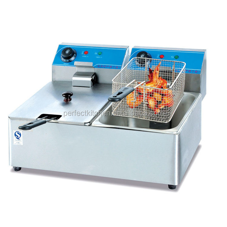 8L Stainless Steel Electric fish Fryer / Double Tanks chips Fryer