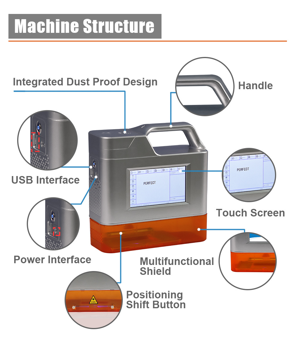 Perfect Laser-5W Intelligent Rechargeable Mini Handheld Laser Marking Machine for Plastic Small Portable Mini Hand Laser Printer