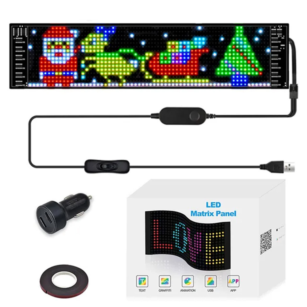 LED Matrix Pixel Panel Scrolling Bright Advertising LED Signs Flexible USB 5V LED Car Sign Bluetooth App Control