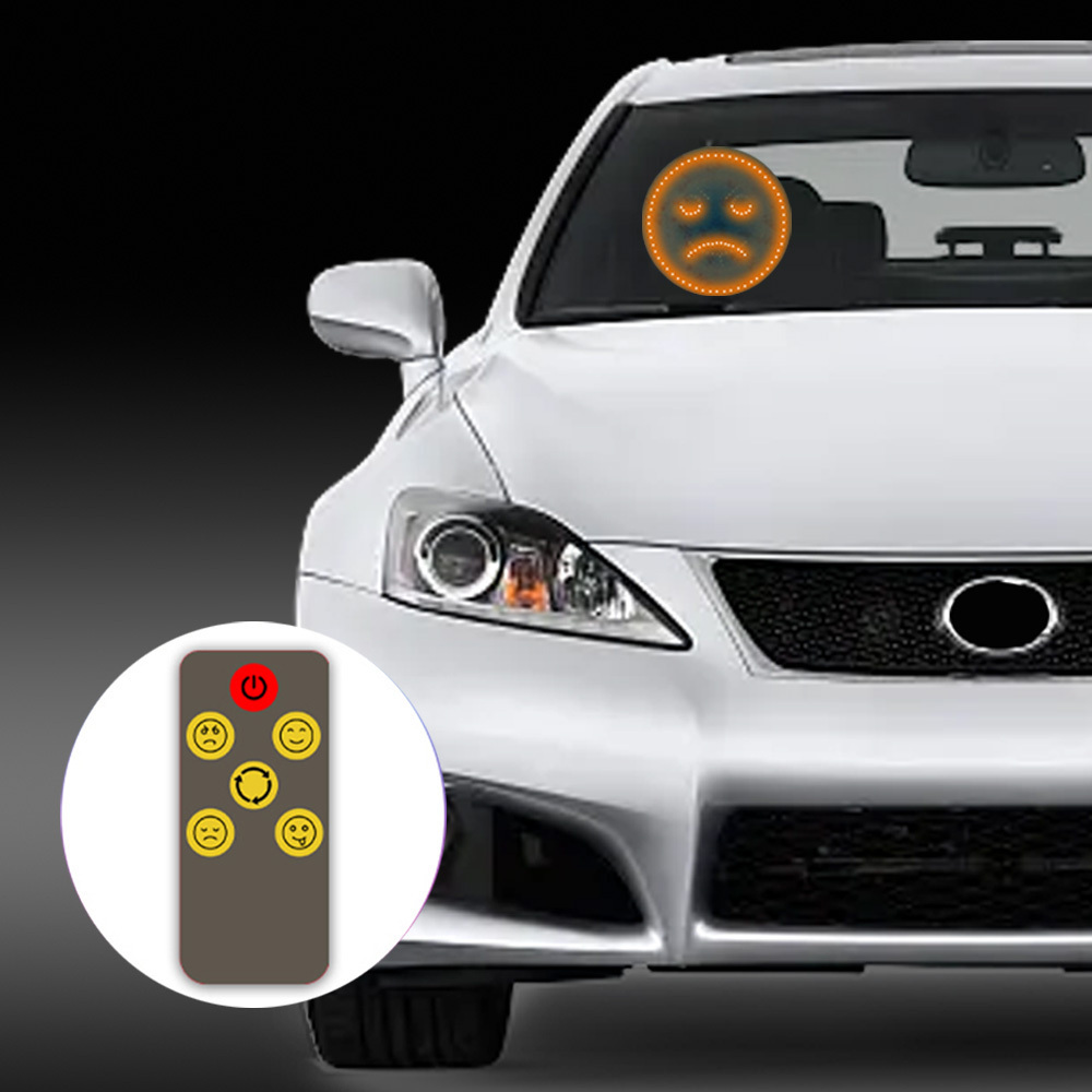 Fun Car LED Emoticon Light, With Wireless Remote Control And Multiple Adjustable Modes, Cool And Interesting Car Rear Window Dec